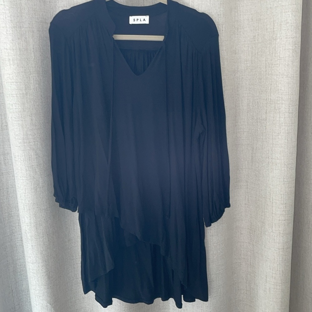 SPLA Black 3/4 Sleeve Top with Tulip Hem size L NWOT